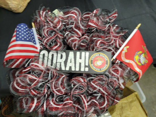 "Oorah!"  Marines Military Decorative Mesh Wreath