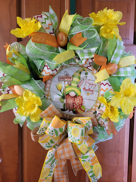 Happy Hunting Gnome Easter Wreath